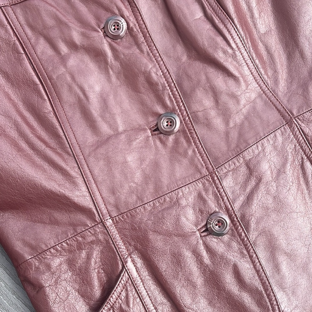 ❄️ VINTAGE Deep Red Leather Jacket - Picture 3 of 9